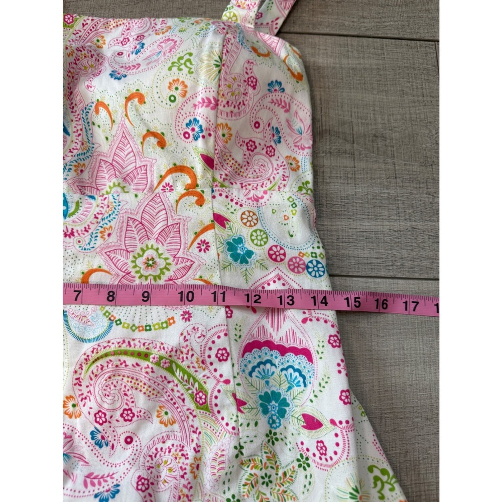Karin Stevens Y2K Paisley Cotton Sundress Pink Floral Ruffle Hem Size 10 - Picture 7 of 8